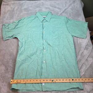 Pierre Clarence Paris Mens Short Sleeve Cotton Button Down Shirt Green France L